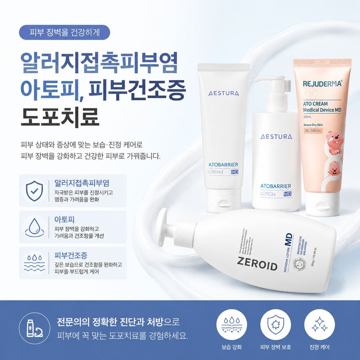 알레르기접촉피부염과 아토피 피부 도포치료를 안내하는 제공 그래픽